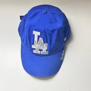 47 Brand Blue and Silver LA  Dodgers Athletic Logo Sporty Baseball  Hat